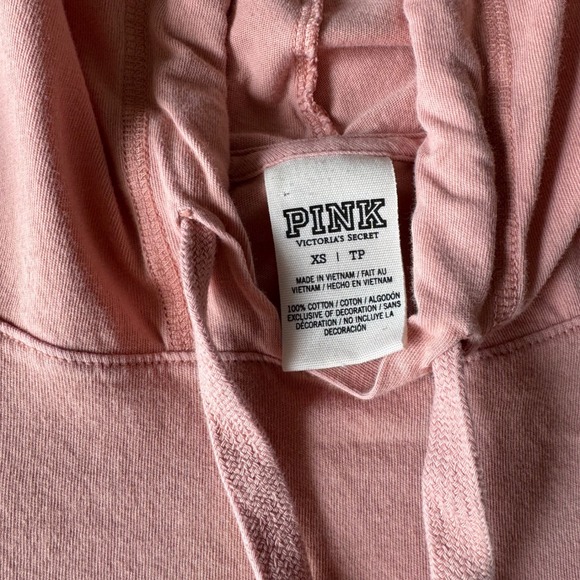 PINK Victoria's Secret Hooded Long Sleeve Tee Pink Varsity Striped XS Y2K - Picture 4 of 5